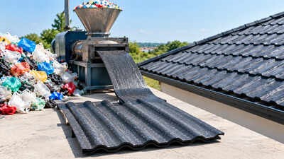 In 2023, engineers melted discarded plastic bags into roof tiles the lighter tiles showed test temperatures about 17&deg;C lower than standard roof materials