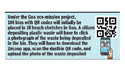 Deposit plastic waste in beach bins with QR code earn credits